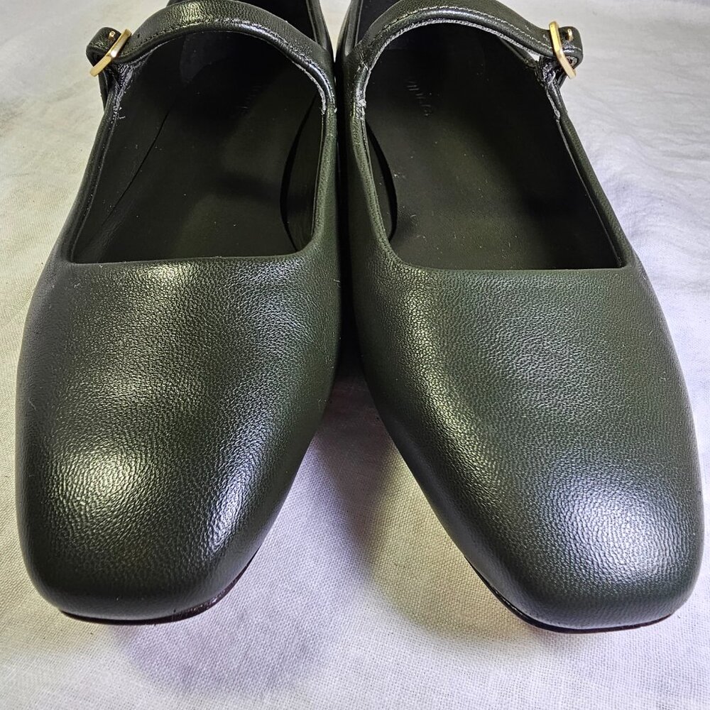 Vince Brody Genuine Leather Mary Jane Ballet Flat EU40 US9 Eden Dark Olive - Picture 5 of 13